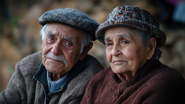 A peaceful moment of an elderly couple sitting together, reflecting on the end of a long and fulfilling life