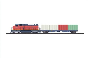 Freight Train Icon with Cargo Containers