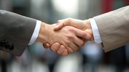 A handshake during a professional encounter, as two business partners meet for the first time