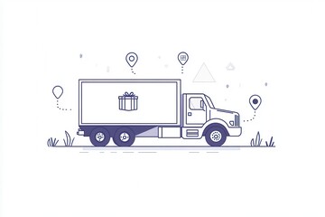 Minimalist Delivery Truck Concept with Gift Box