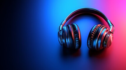Naklejka premium A pair of headphones sitting on top of a table