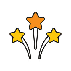 fireworks color line icon with white background vector stock illustration