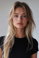 Naklejka premium photograph portrait of beautiful white woman with blond hair and blue eyes