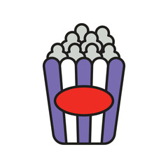 popcorn color line icon with white background vector stock illustration