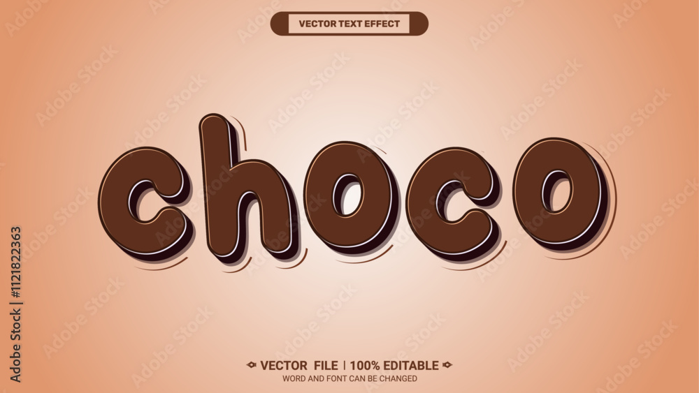 Fototapete choco logotype chocolate style 3d editable vector text effect