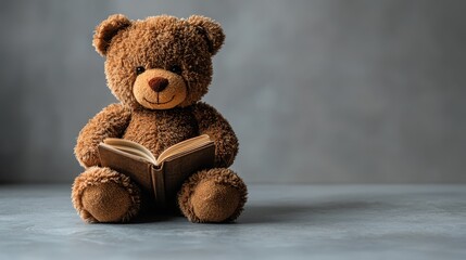 Obraz premium A bear sitting on the floor reading a book