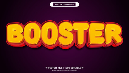 Booster bold style editable 3d vector text effect 