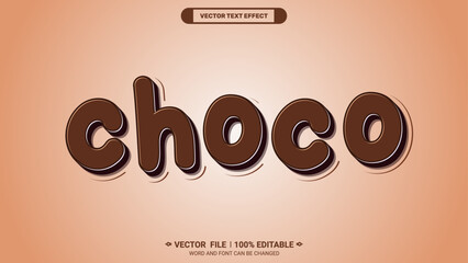 Choco logotype chocolate style 3d editable vector text effect 
