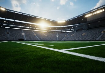 Fototapeta premium Empty American Football Stadium at Sunset