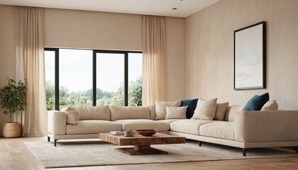 Fototapeta premium 3d rendered Minimal style Modern living room interior design with sofa