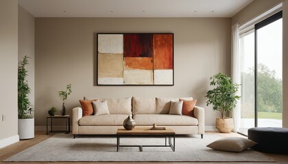3d rendered Minimal style Modern living room interior design with sofa