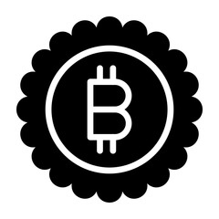 Bitcoin Flower Vector Line Icon Design