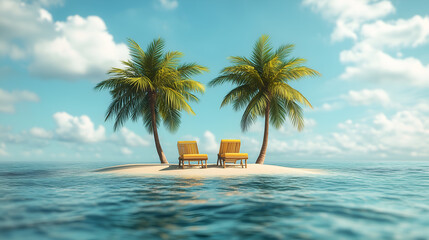 Obraz premium 3D beach with palm trees