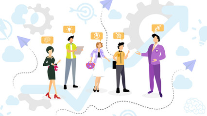 Teamwork illustration: Key to Growth illustration.