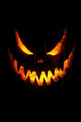 Naklejka premium Horror-themed pumpkin with sharp teeth