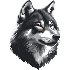 Fototapeta premium Striking Illustration of a Gray Wolf with Orange Eyes