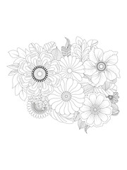 floral drawing. Art therapy coloring pages.Vector