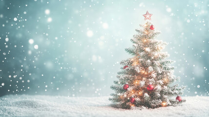Obraz premium Holiday tree with luminous light waves