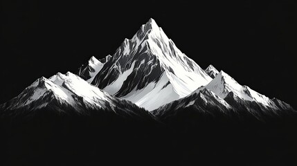Majestic mountain range against a dark background with snow-capped peaks