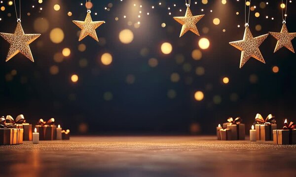 Award party stage golden glitter animation. stars lights particles. Luxury light streak. Particle, luxury awards ceremony background, Oscar 4K 3D spot flashing party stage new year, event, Christmas