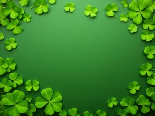 Green clover frame border wallpaper with empty space, perfect for St Patrick's Day celebrations, green, Irish, shamrock