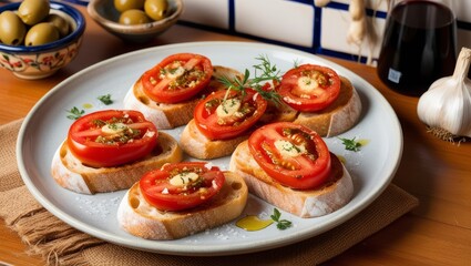 Spanish style pan con tomate dish