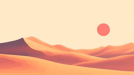 Desert Landscape with Sunset Hues and Rolling Sands