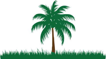 Fototapeta premium Coconut tree with grass silhouette vector