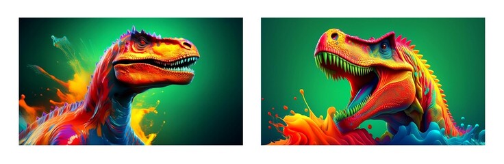 Dinosaurier Abbildung bunt mit Farbspritzer