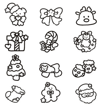 Set of drawing lines for a Christmas day , lines art