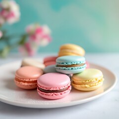 Fototapeta premium Colorful Macarons on a Sunny Afternoon