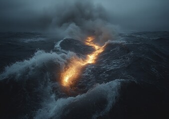 Mid-ocean ridges emerge from the deep sea, highlighting tectonic activity and oceanic plate geology