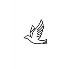 Minimalist line art illustration of a bird in flight.