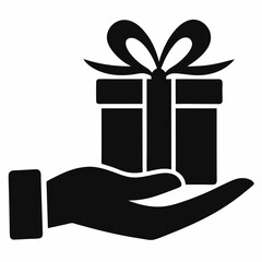  Hand gift icon vector silhouette on white background
