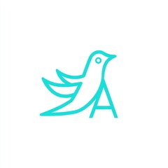 Obraz premium Teal stylized bird perched on letter A.