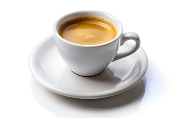 white cup of espresso on white background