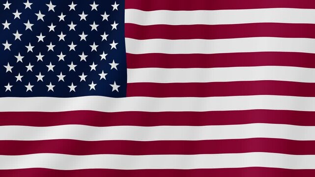 United States Waving Flag. Realistic Flag Animation. Seamless Loop Background.