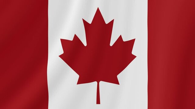 Canada Waving Flag. Realistic Flag Animation. Seamless Loop Background.
