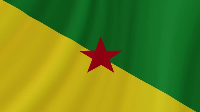 French Guiana Waving Flag. Realistic Flag Animation. Seamless Loop Background.