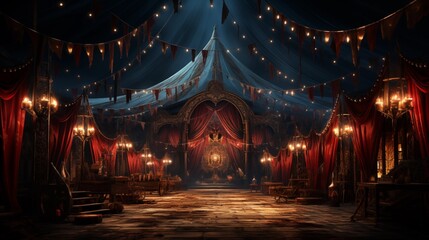 Obraz premium A vacant circus tent stands in stillness, preserving the atmosphere of festive memories.