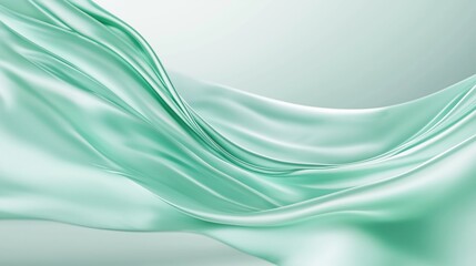 Fototapeta premium Green silk satin fabric abstract background