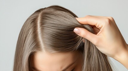 Naklejka premium Doctor examining scalp for signs of anemia, nutrient deficiency and iron deficiency linked to hair loss