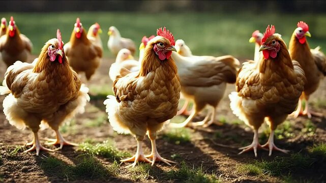 group chicken rooster chick bantam ng black animal bird poultry agriculture rural french studio white