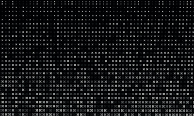 Glowing black disco party pattern background. Colorful rose sequin mosaic texture. Abstract sparkling halftone wallpaper. Glitter pop up comic background. Retro vector design template