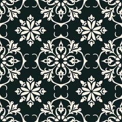 Obraz premium Elegant Black And White Floral Damask Pattern Design