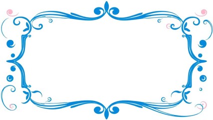 Pink and blue patterns and swirls frame with empty space on white background, frame, vector, illustration