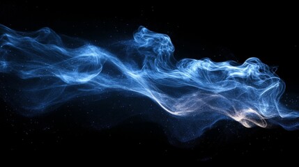 Ethereal Blue Smoke on Black Background
