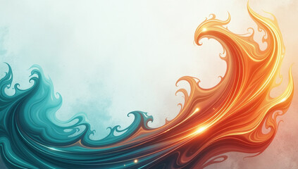 Naklejka premium glowing teal orange swirls textured white background create dramatic poster banner design landing pages banners