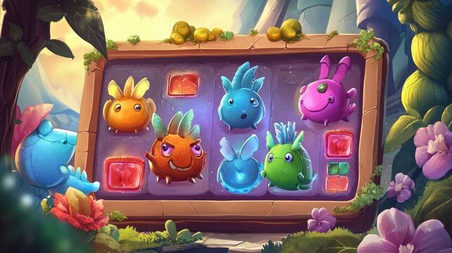 A mobile game interface featuring colorful characters and challenging puzzles