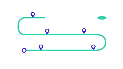 2D animation of a line moving toward a flag, passing through several position markers. Perfect for journey, progress, and goal-setting content